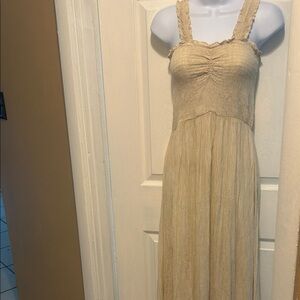 Chic Beige Maxi Dress with Ruffled Straps